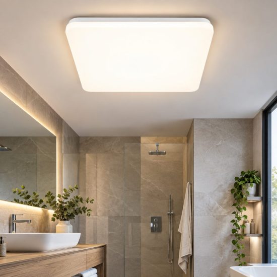 Fabas  folk plafoniera da bagno quadrata bianca  led 27w 3000k ip65