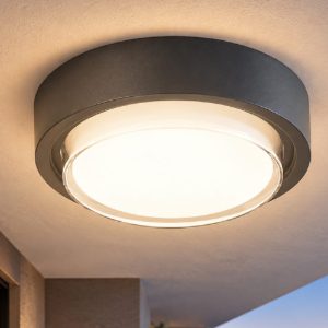 Fabas owen plafoniera da esterno led 12w 3000k ip65 grigio scuro