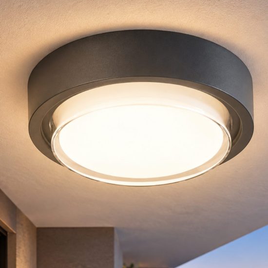Fabas owen plafoniera da esterno led 12w 3000k ip65 grigio scuro