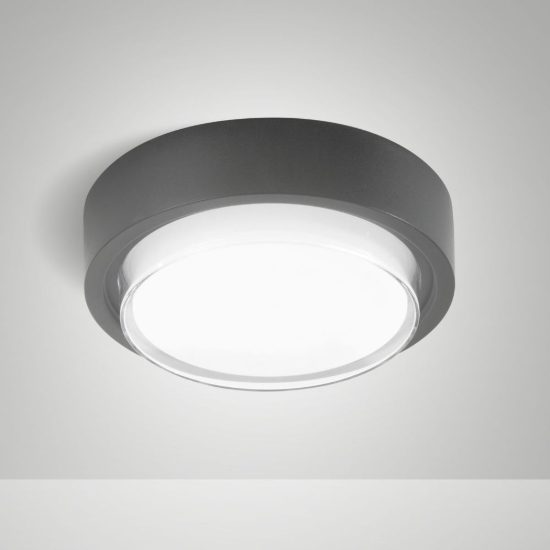 Fabas owen plafoniera da esterno led 12w 3000k ip65 grigio scuro