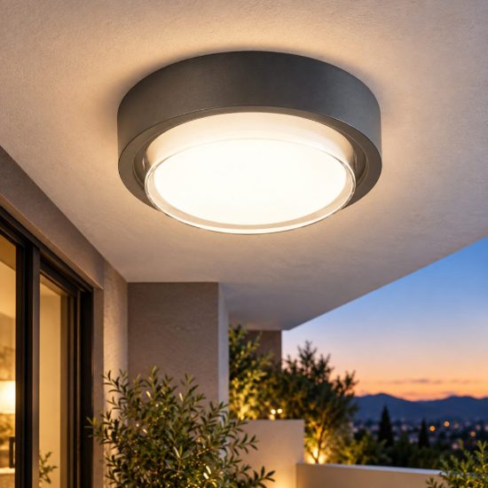 Fabas owen plafoniera da esterno led 12w 3000k ip65 grigio scuro