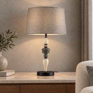 Lampada da tavolo classica nero grigio e marrone
