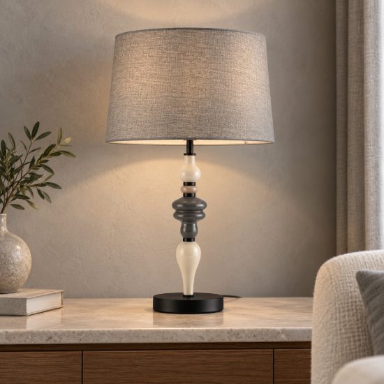 Lampada da tavolo classica nero grigio e marrone