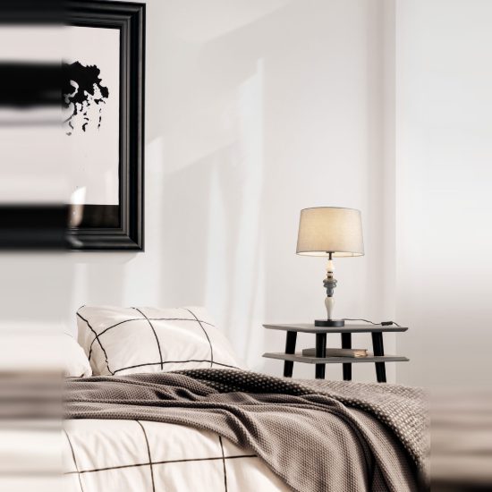 Lampada da tavolo classica nero grigio e marrone