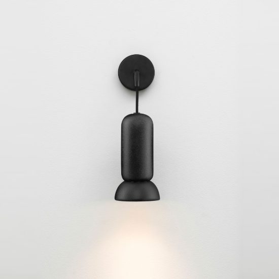 Applique cilindro moderna nero pietra e nero sabbiato per soggiorno da parete