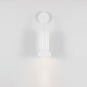 Applique moderna da parete cilindrica bianco lucido e bianco sabbiato per soggiorno