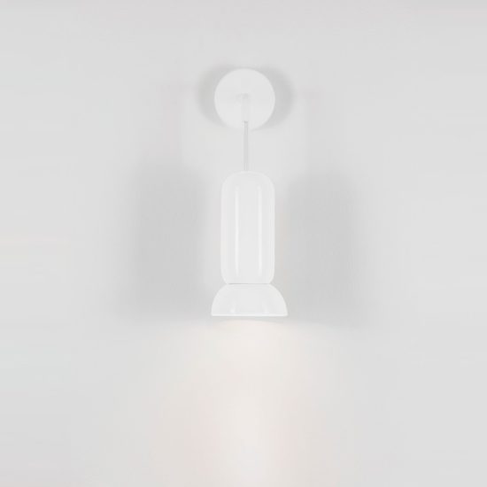 Applique moderna da parete cilindrica bianco lucido e bianco sabbiato per soggiorno