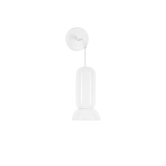 Applique moderna da parete cilindrica bianco lucido e bianco sabbiato per soggiorno