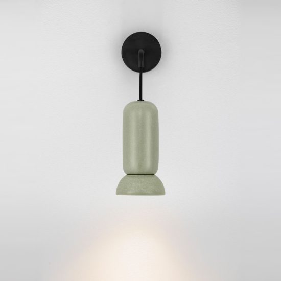 Applique per cucina moderna cilindro verde opaco e nero sabbiato da parete