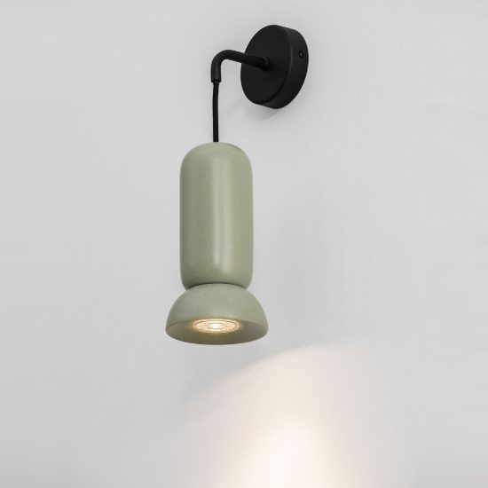 Applique per cucina moderna cilindro verde opaco e nero sabbiato da parete