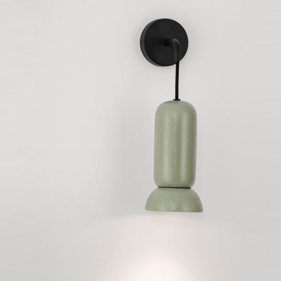 Applique per cucina moderna cilindro verde opaco e nero sabbiato da parete