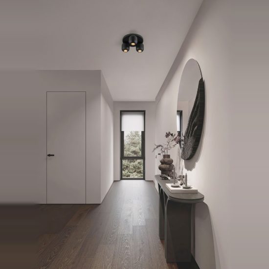 Plafoniera con faretti per cucina moderna rotondo nera orientabile