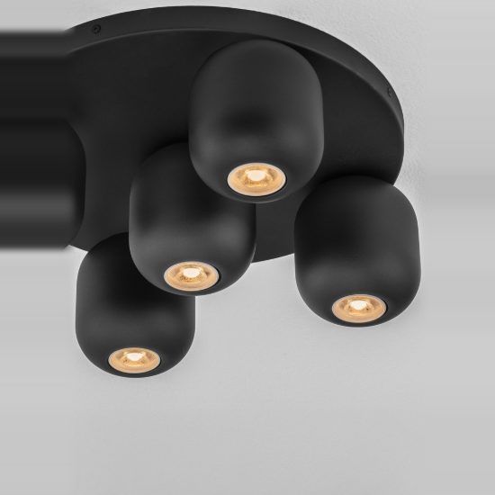 Plafoniera con faretti per cucina moderna rotonda nera da soffitto orientabile