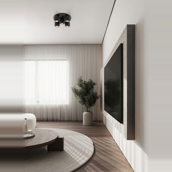 Plafoniera con faretti per cucina moderna rotonda nera da soffitto orientabile