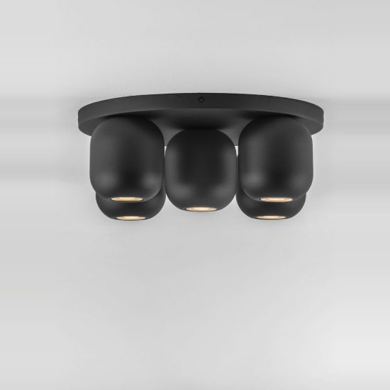 Plafoniera con faretti per cucina moderna rotonda nera da soffitto orientabile