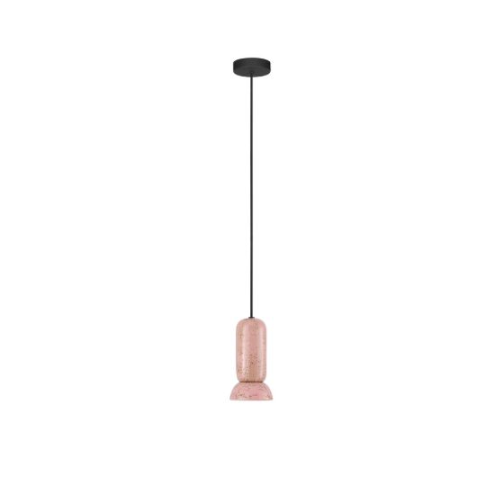 Lampada per cucina moderna cilindro rosa lucido e nero sabbiato a sospensione