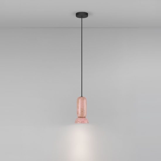 Lampada per cucina moderna cilindro rosa lucido e nero sabbiato a sospensione