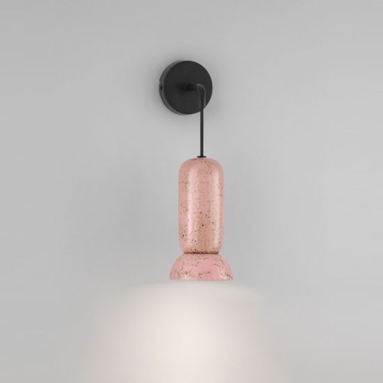 Applique cilindro moderna rosa lucido e nero sabbiato per soggiorno da parete