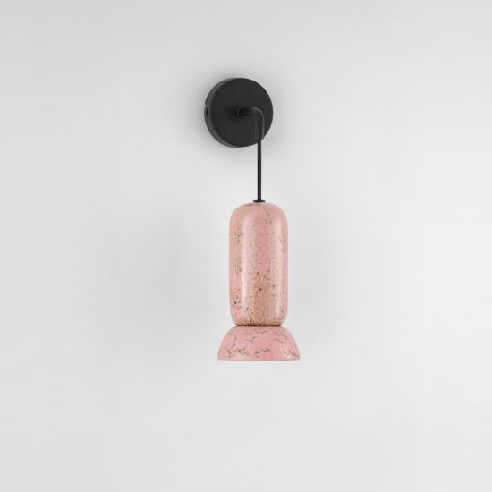Applique cilindro moderna rosa lucido e nero sabbiato per soggiorno da parete