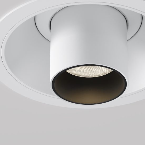 Focus t maytoni faretto cilindrico da incasso led 3000k bianco orientabile