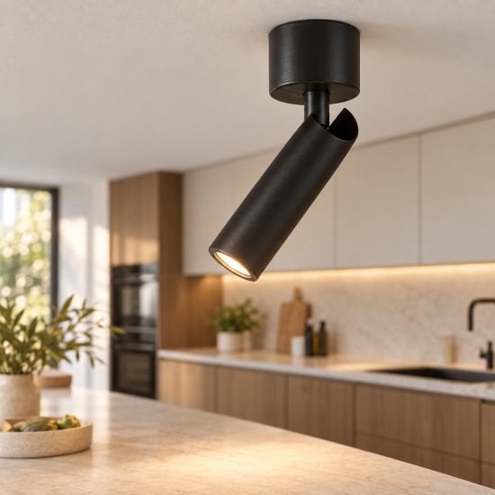 Faretto per cucina nero da soffitto led 6w 3000k orientabile maytoni focus t