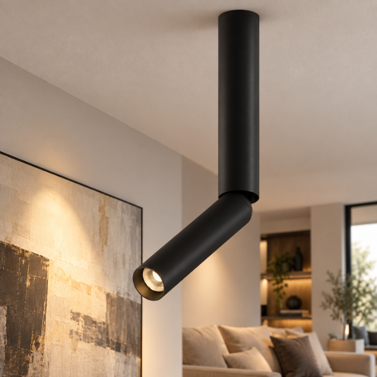 Focus t maytoni faretto nero da soffitto led 6w 3000k cilindrico