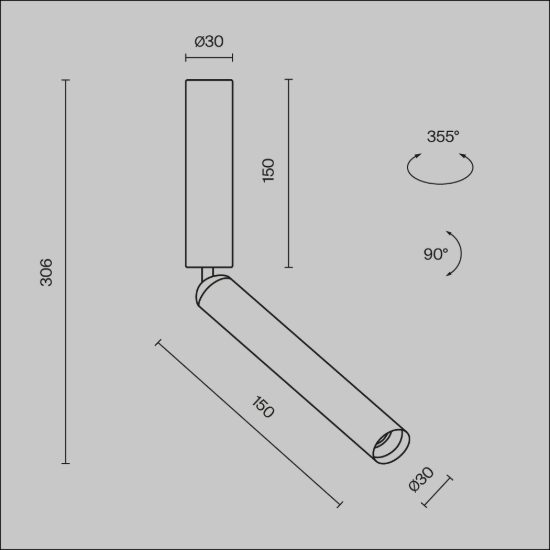 Focus t maytoni faretto nero da soffitto led 6w 3000k cilindrico