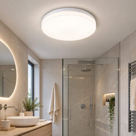 Fabas trigo plafoniera da bagno rotonda bianca led 27w 3000k ip65