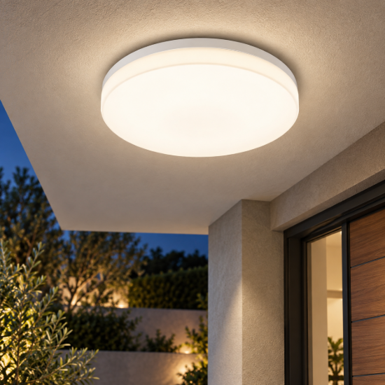 Fabas trigo plafoniera da esterno bianca led 27w 3000k ip65