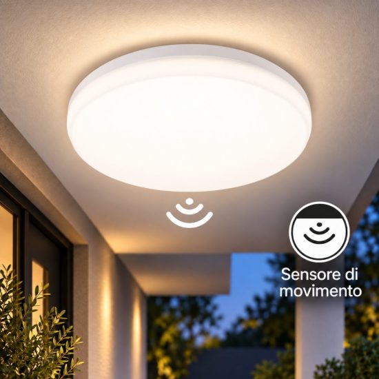 Fabas trigo plafoniera da esterno bianca led 27w 3000k ip65