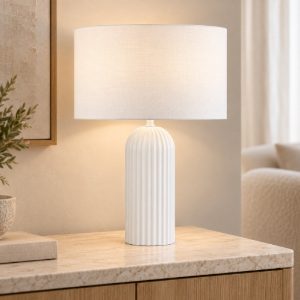 Lampada da tavolo di gesso design moderna cilindro bianca