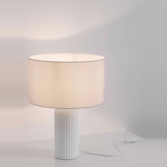 Lampada da tavolo di gesso design moderna cilindro bianca