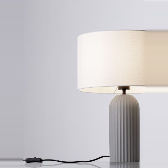 Lampada da tavolo in cemento per camera da letto moderna cilindro grigio e bianco