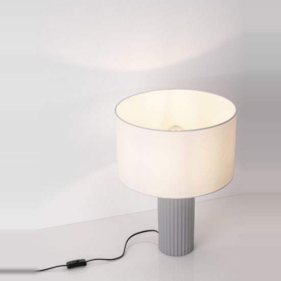 Lampada da tavolo in cemento per camera da letto moderna cilindro grigio e bianco