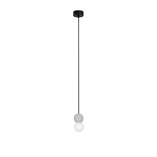 Lampada a sospensione per comodino camera da letto moderna sferica grigio e opale vetro