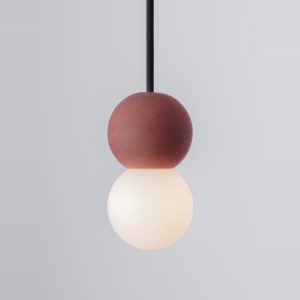Lampada per cucina moderna sferica rosso e opale vetro a sospensione