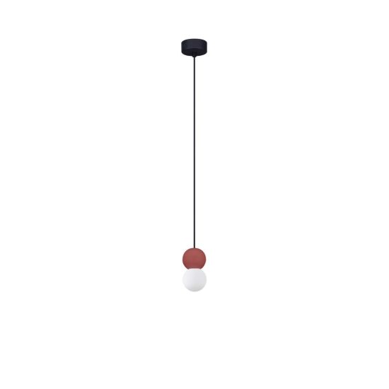 Lampada per cucina moderna sferica rosso e opale vetro a sospensione