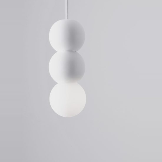 Lampada a sospensione per cucina moderna sferica bianco e opale vetro