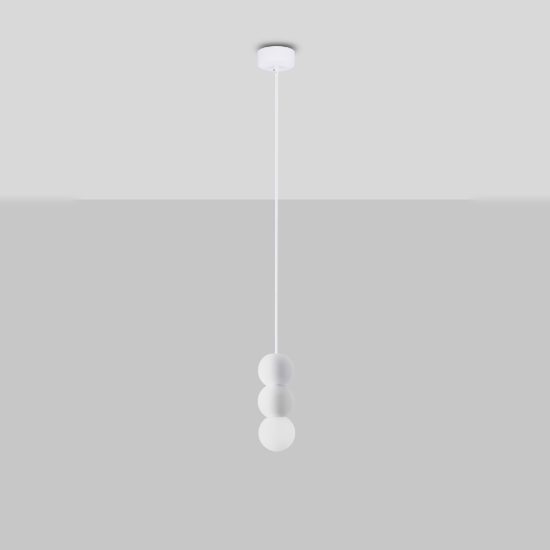 Lampada a sospensione per cucina moderna sferica bianco e opale vetro