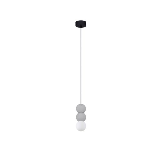 Lampada a sospensione per cucina moderna sferica grigio e opale vetro