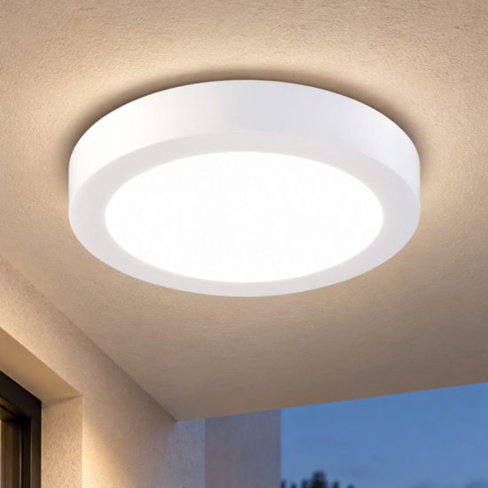 Fabas plafoniera per esterno bianca rotonda led 8w cct 2700k 3000k 4000k ip54