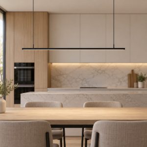 Lampadario lineare da tavolo per cucina moderno nero a sospensione led 70w