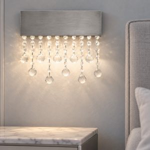 Applique da comodino classica per camera da letto titanio cristallo led 15w 3500k