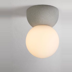 Plafoniera 8cm per corridoio moderna sferica grigio e opale vetro