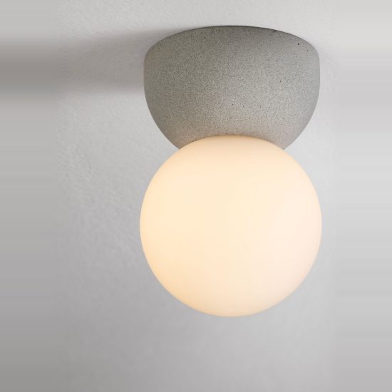 Plafoniera 8cm per corridoio moderna sferica grigio e opale vetro