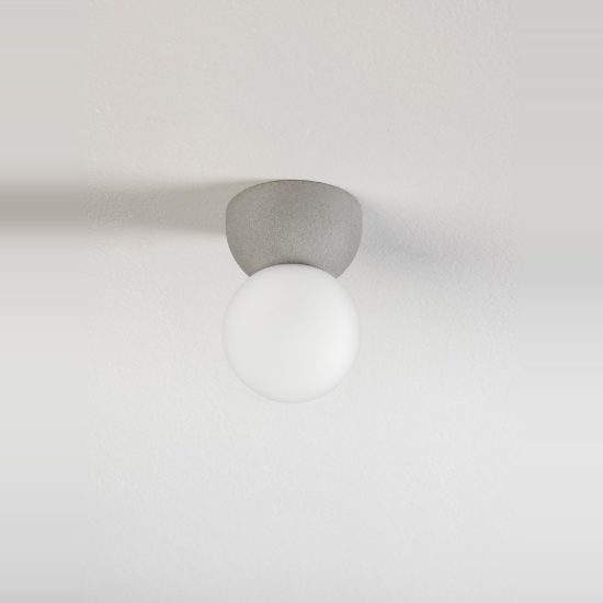 Plafoniera 8cm per corridoio moderna sferica grigio e opale vetro