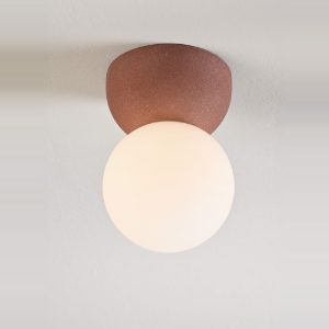 Plafoniera per corridoio moderna sferica rosso e opale vetro 8cm