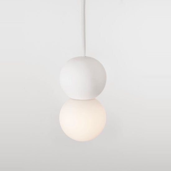 Lampada a sospensione per cucina moderna sferica bianco e opale vetro