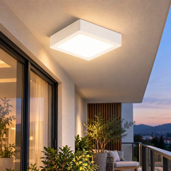 Fabas gian plafoniera da esterno quadrata bianca led 12w 3000k ip54