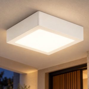 Plafoniera da esterno bianca quadrata led 24w 3000k ip54 fabas gian